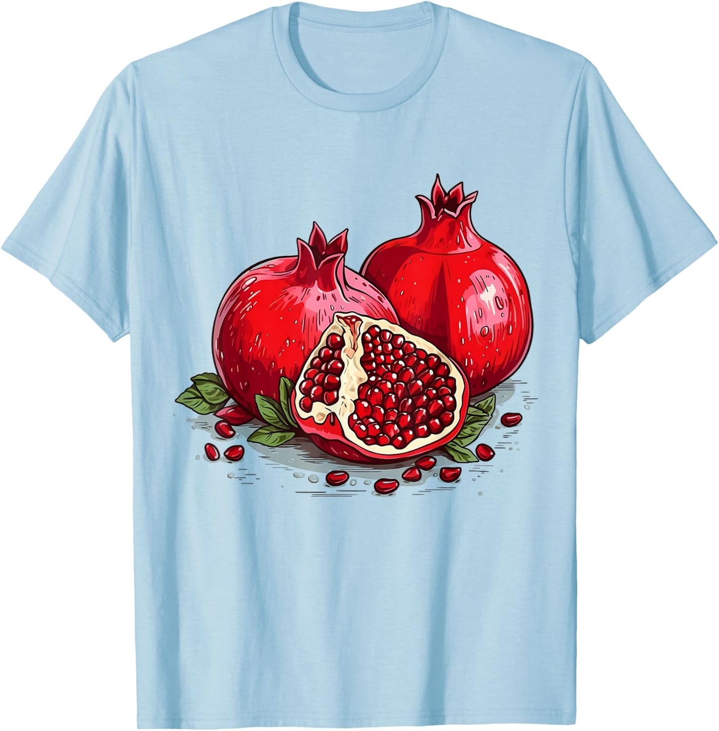 Retro Style Pomegranate T-Shirt - T-Shirt | Light Blue