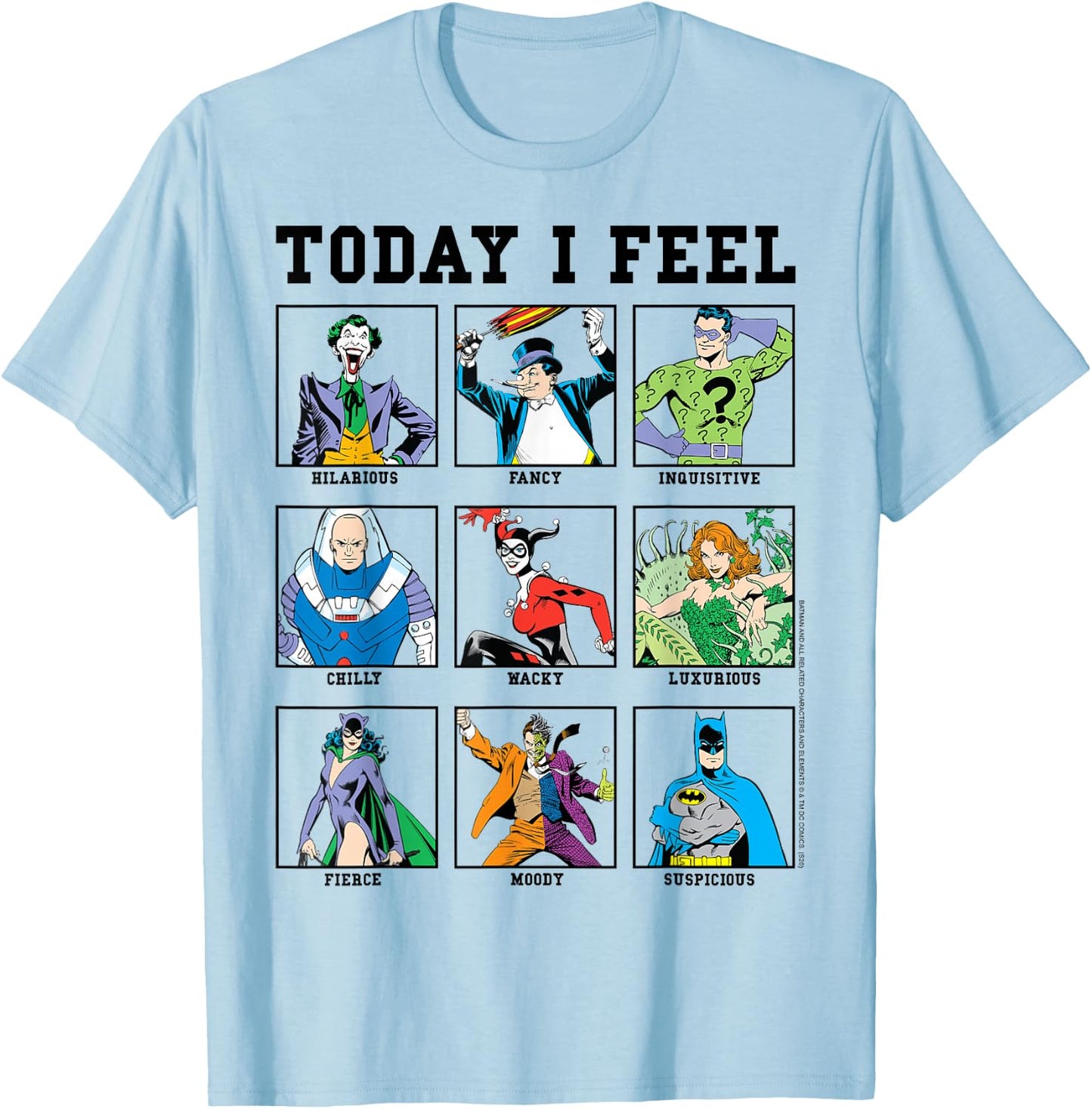DC Comics Batman Villains Today I Feel Emotional Box Up Small T-Shirt - T-Shirt | Light Blue