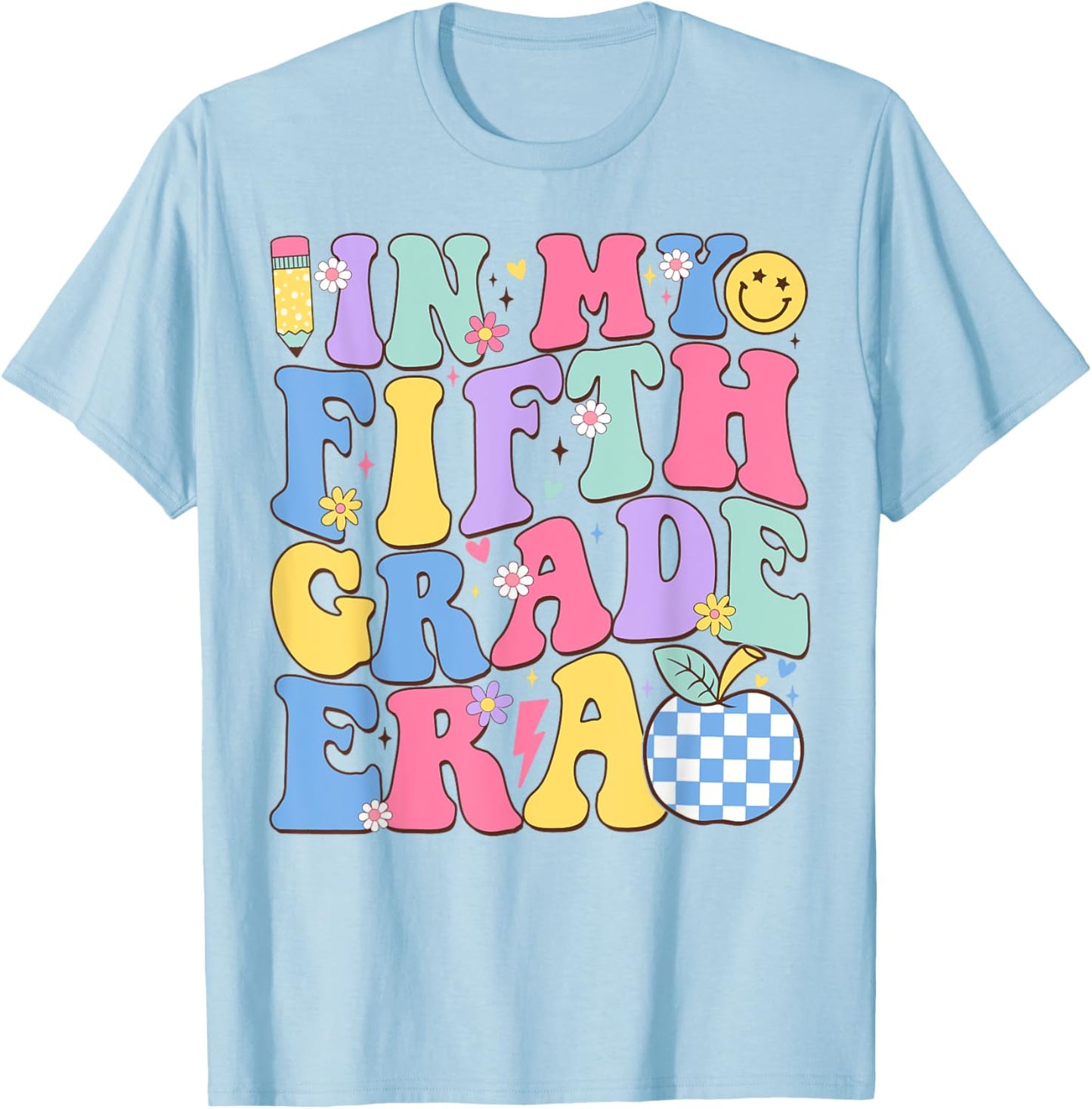 In My Fifth Grade Era Groovy Back To School Teachers Kids T-Shirt - T-Shirt | Light Blue