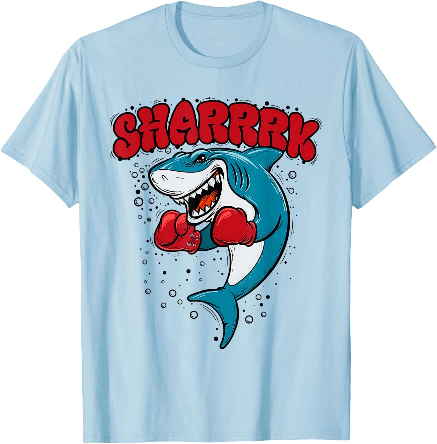 Funny Boxing Whale Shark With Red Gloves Daddy Baby Mommy T-Shirt - T-Shirt | Light Blue