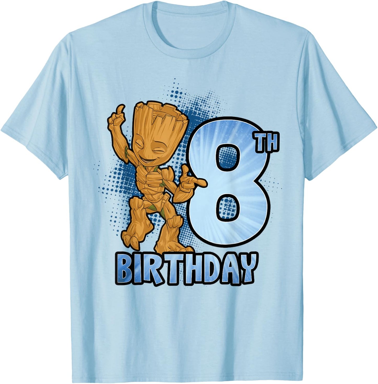 Marvel Guardians of The Galaxy Baby Groot 8th Birthday T-Shirt - T-Shirt | Light Blue