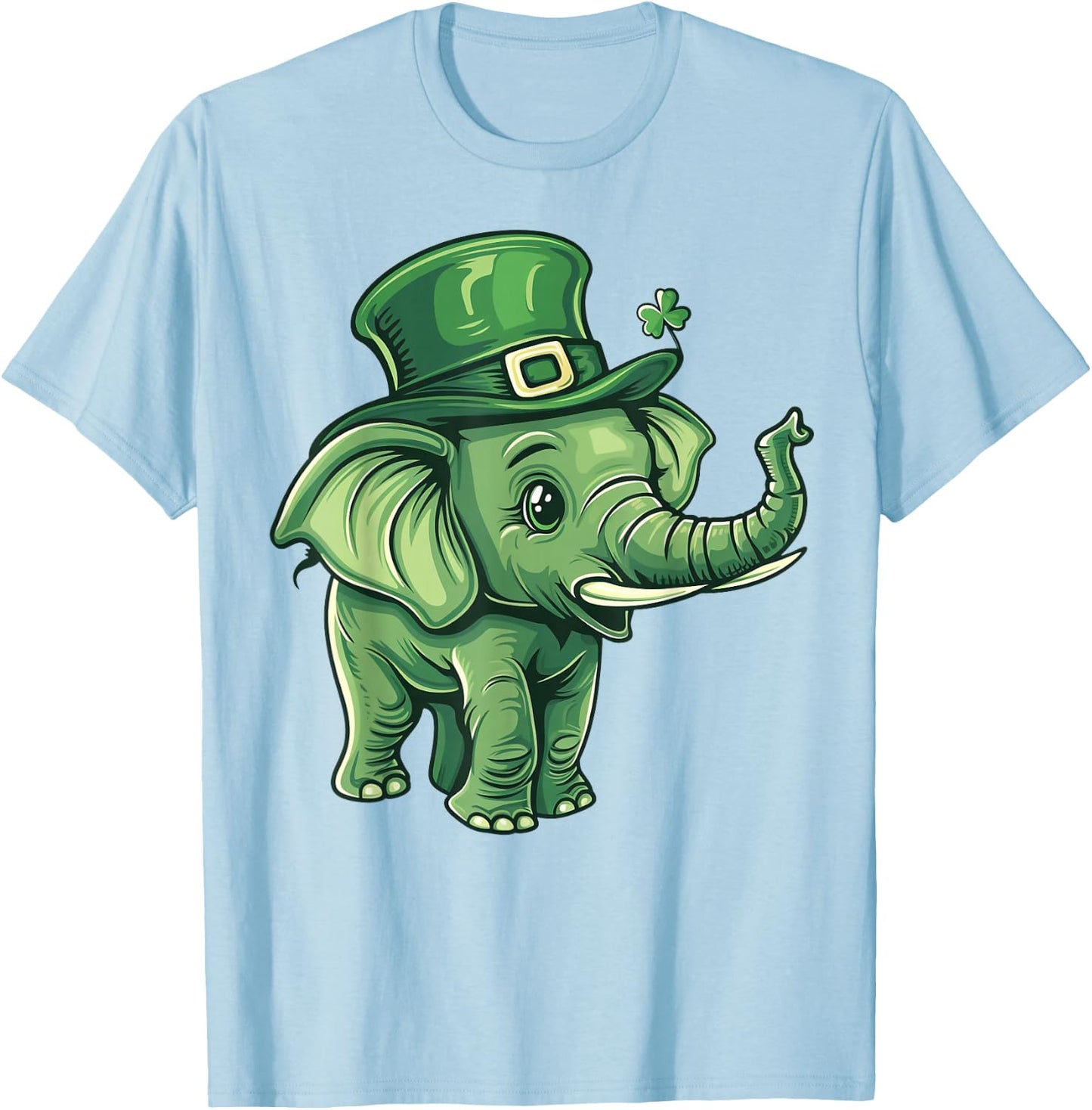 Elephant Shamrock Hat Saint Patricks Day Elephant T-Shirt - T-Shirt | Light Blue