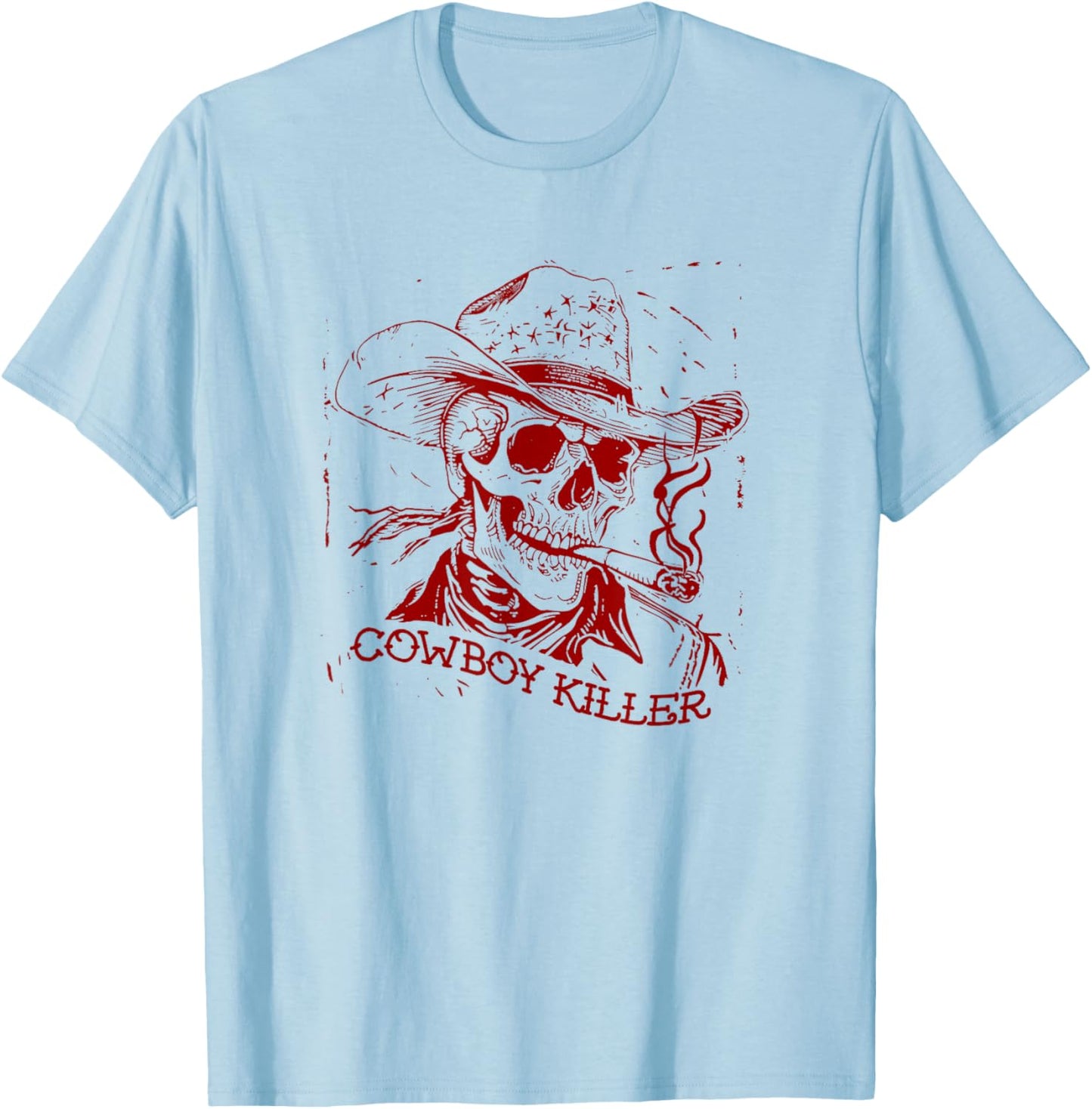 Death & Friends (Casual) Country Music & Western Killers - Cowboy Killer , Small, Grey T-Shirt - T-Shirt | Light Blue