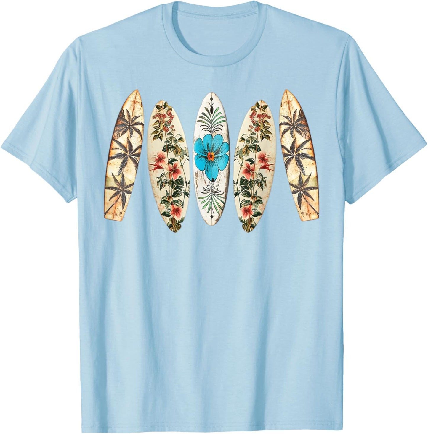 Surfing Surfboard Vintage Retro Surfboarder Beach Surfing T-Shirt - T-Shirt | Light Blue