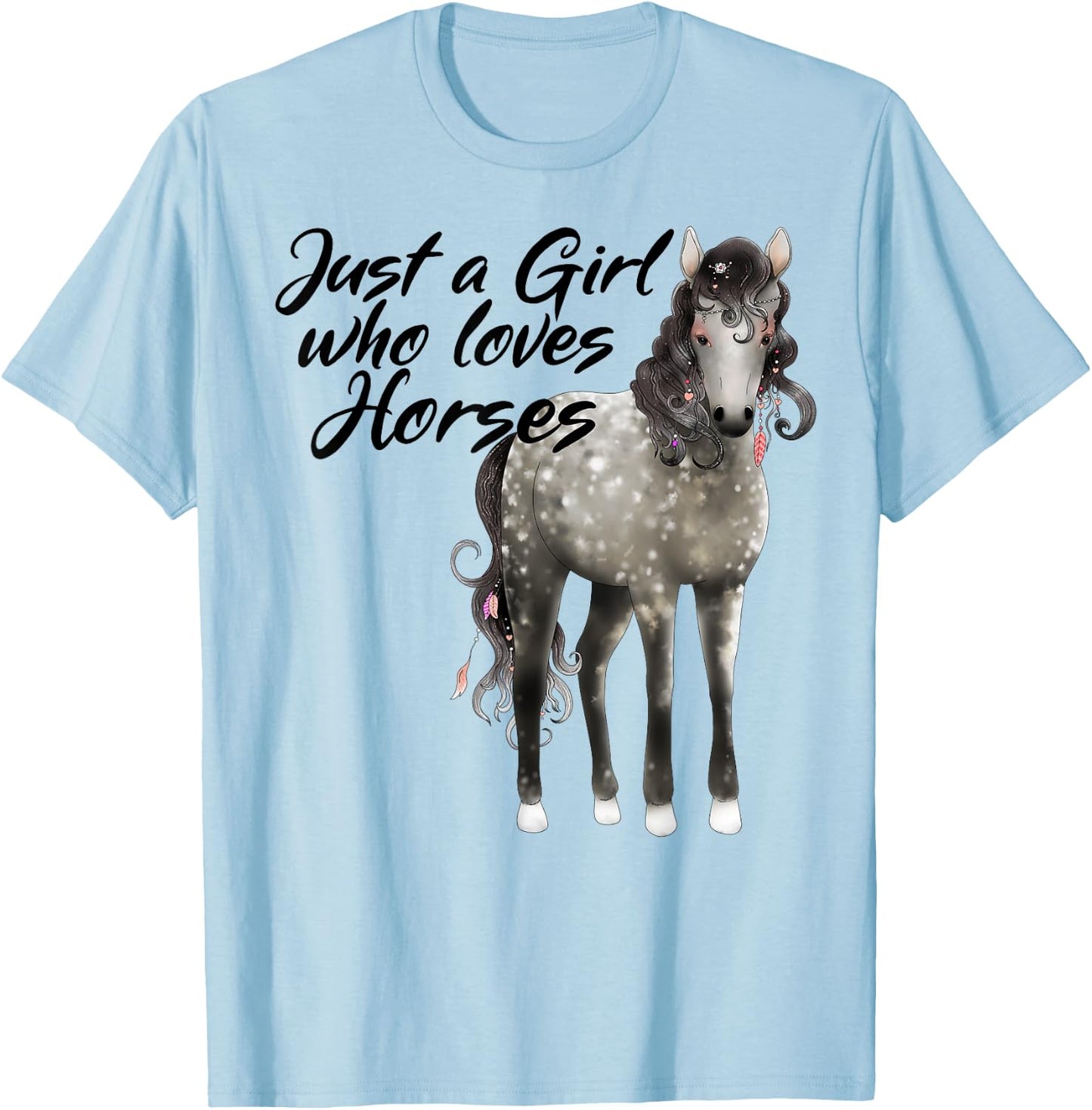 Just a Girl Who Loves Horses Dapple Horse T-Shirt - T-Shirt | Light Blue