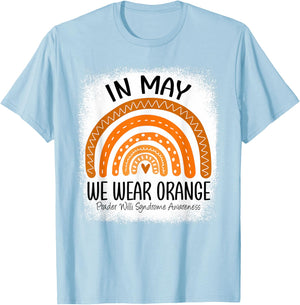 Rainbow May We Wear Orange Prader Willi Syndrome Awareness T-Shirt - T-Shirt | Light Blue