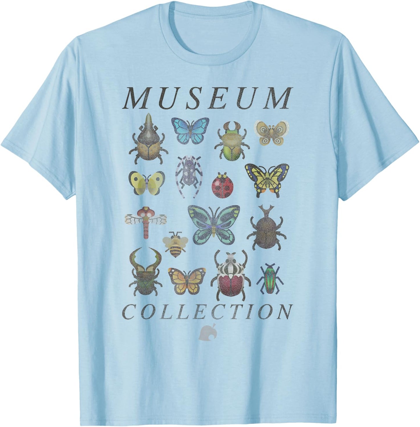 Animal Crossing Bugs Museum Collection Short Sleeve T-Shirt - T-Shirt | Light Blue