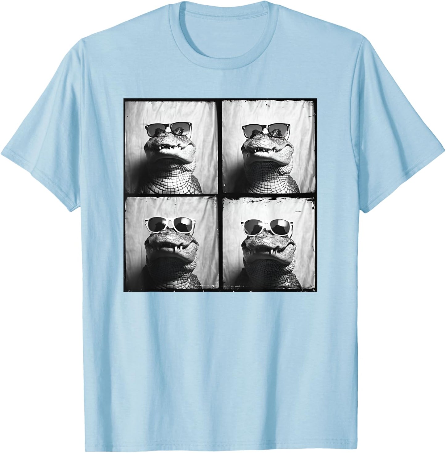 Crocodile Wearing Sunglasses Quirky Alligator Funny Animal T-Shirt - T-Shirt | Light Blue