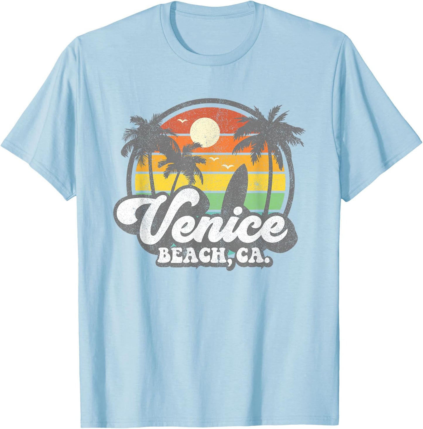Vintage Venice Beach California CA Surfing Retro Surf Gift T-Shirt - T-Shirt | Light Blue