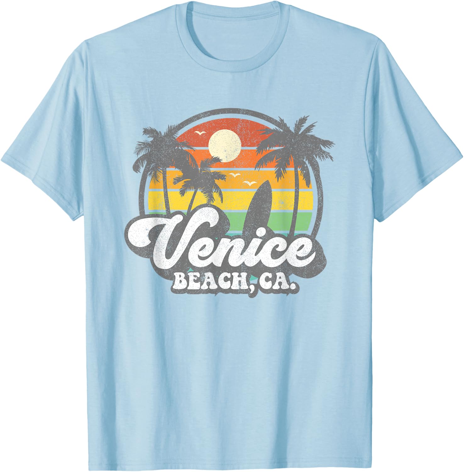 Vintage Venice Beach California CA Surfing Retro Surf Gift T-Shirt - T-Shirt | Light Blue