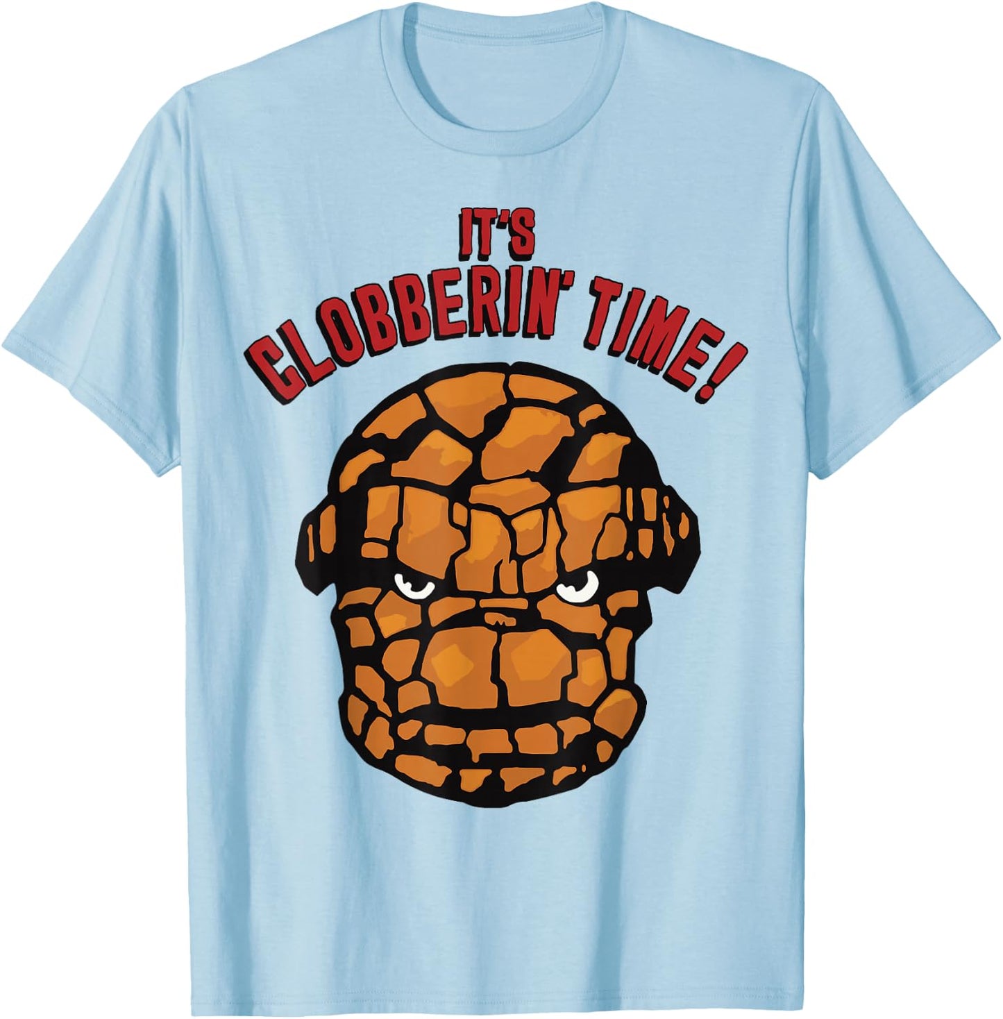 Marvel Fantastic Four The Thing It's Clobberin' Time Face T-Shirt - T-Shirt | Light Blue