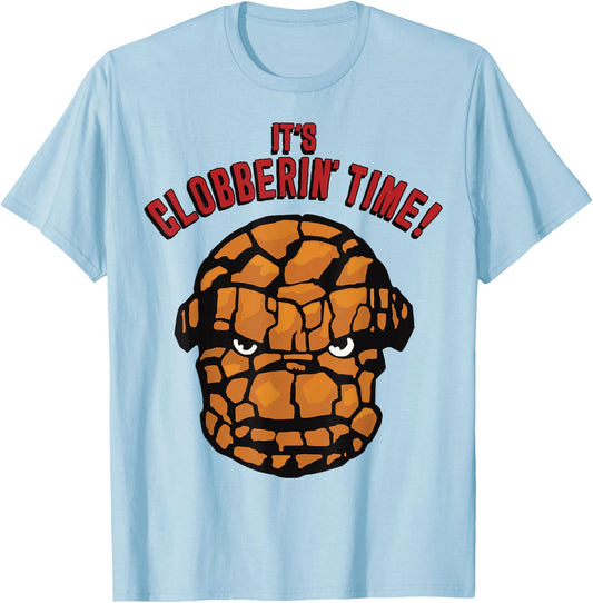 Marvel Fantastic Four The Thing It's Clobberin' Time Face T-Shirt - T-Shirt | Light Blue