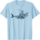 Shark Lover Rodeo Cowboy Riding Great White Vintage Funny T-Shirt - T-Shirt | Light Blue