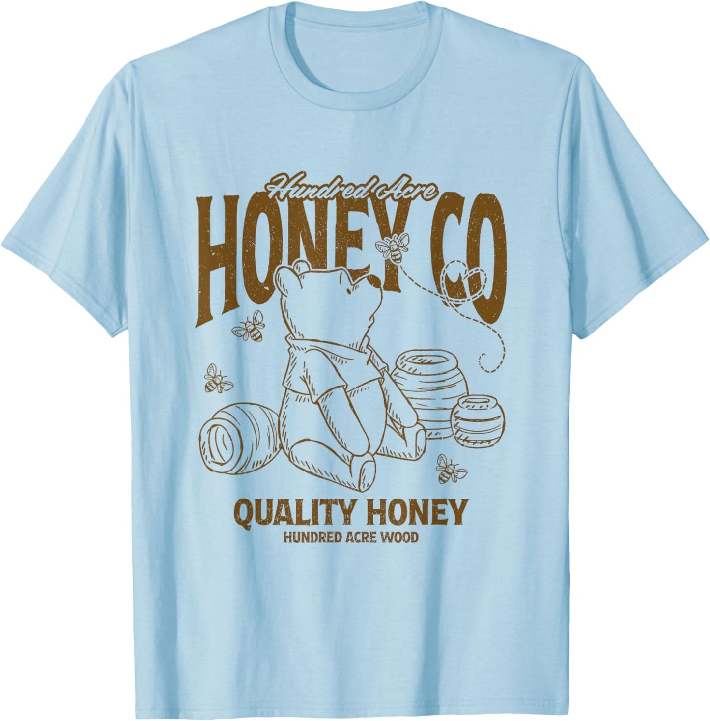 Disney Winnie the Pooh Hundred Acre Honey Co Big Chest Logo T-Shirt - T-Shirt | Light Blue