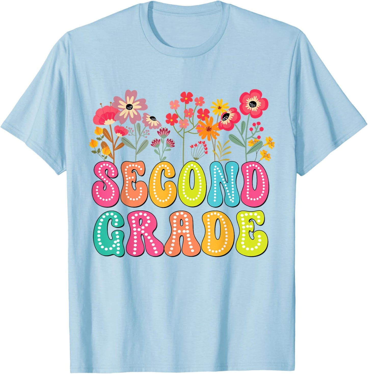 2nd Second Grade Teacher Back To School Floral Outfits T-Shirt - T-Shirt | Light Blue