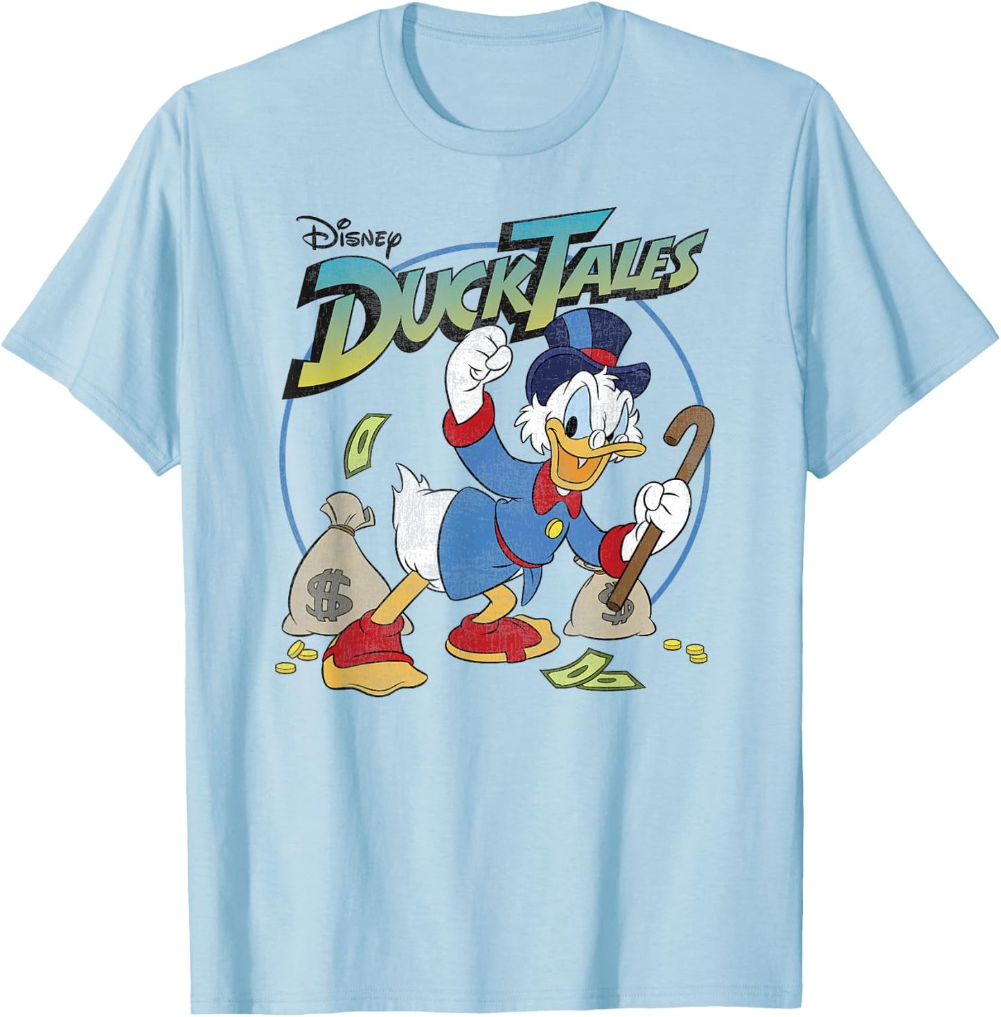 Disney DuckTales Scrooge McDuck With Money Bags Logo T-Shirt - T-Shirt | Light Blue