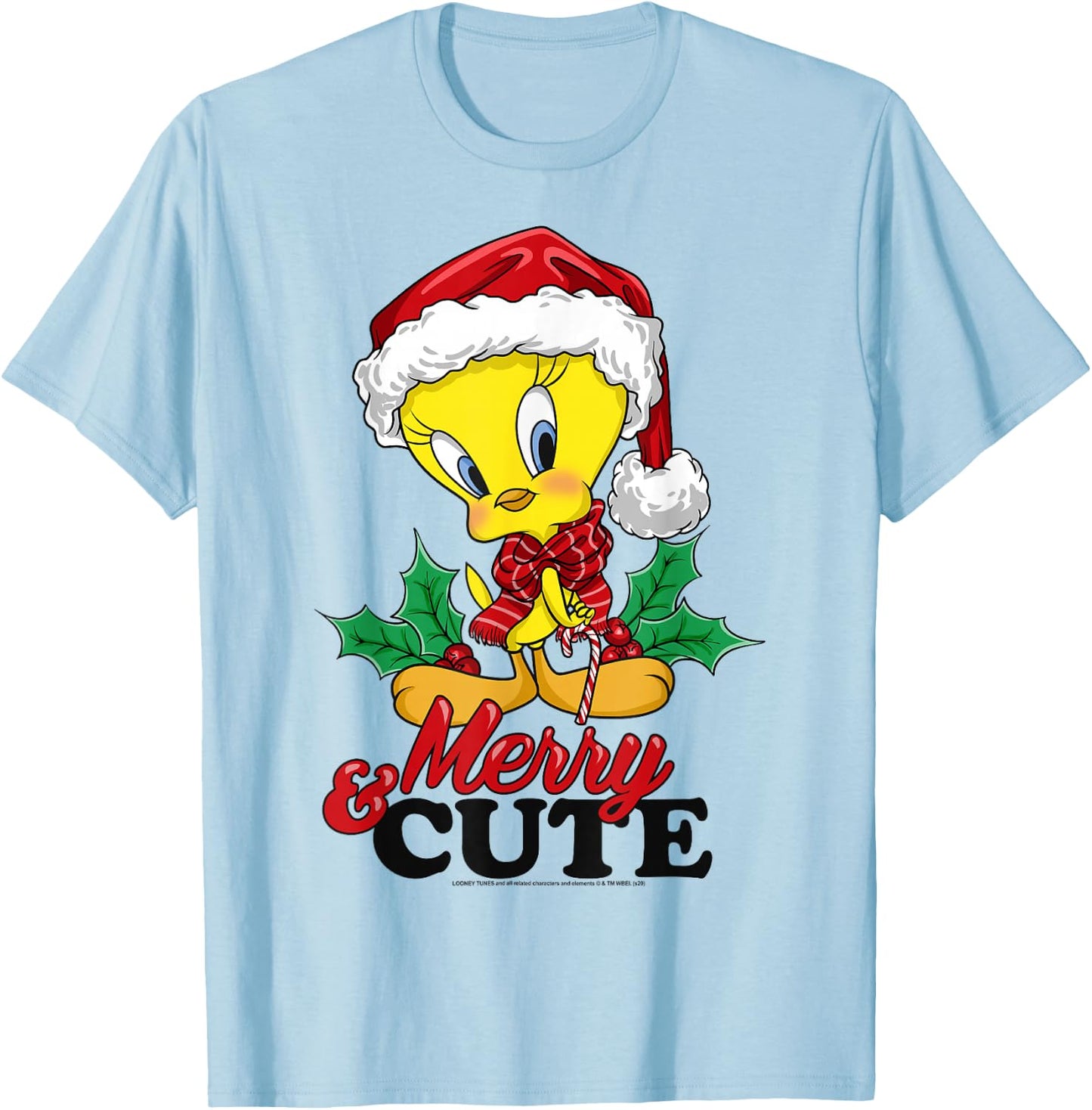 Looney Tunes Christmas Tweety Bird Merry & Cute T-Shirt - T-Shirt | Light Blue