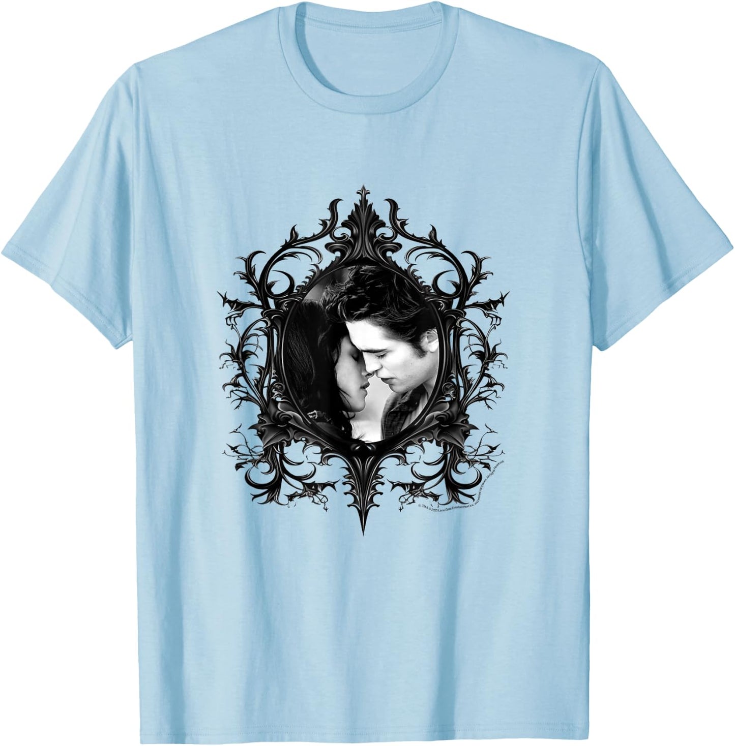 Twilight Bella and Edward Gothic Frame Vampire Romance Movie T-Shirt - T-Shirt | Light Blue