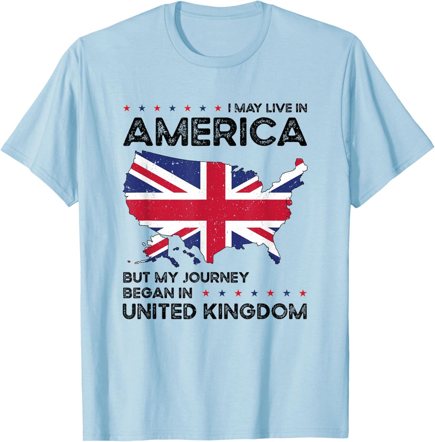 British American Patriot USA Grown United Kingdom UK US Flag T-Shirt - T-Shirt | Light Blue