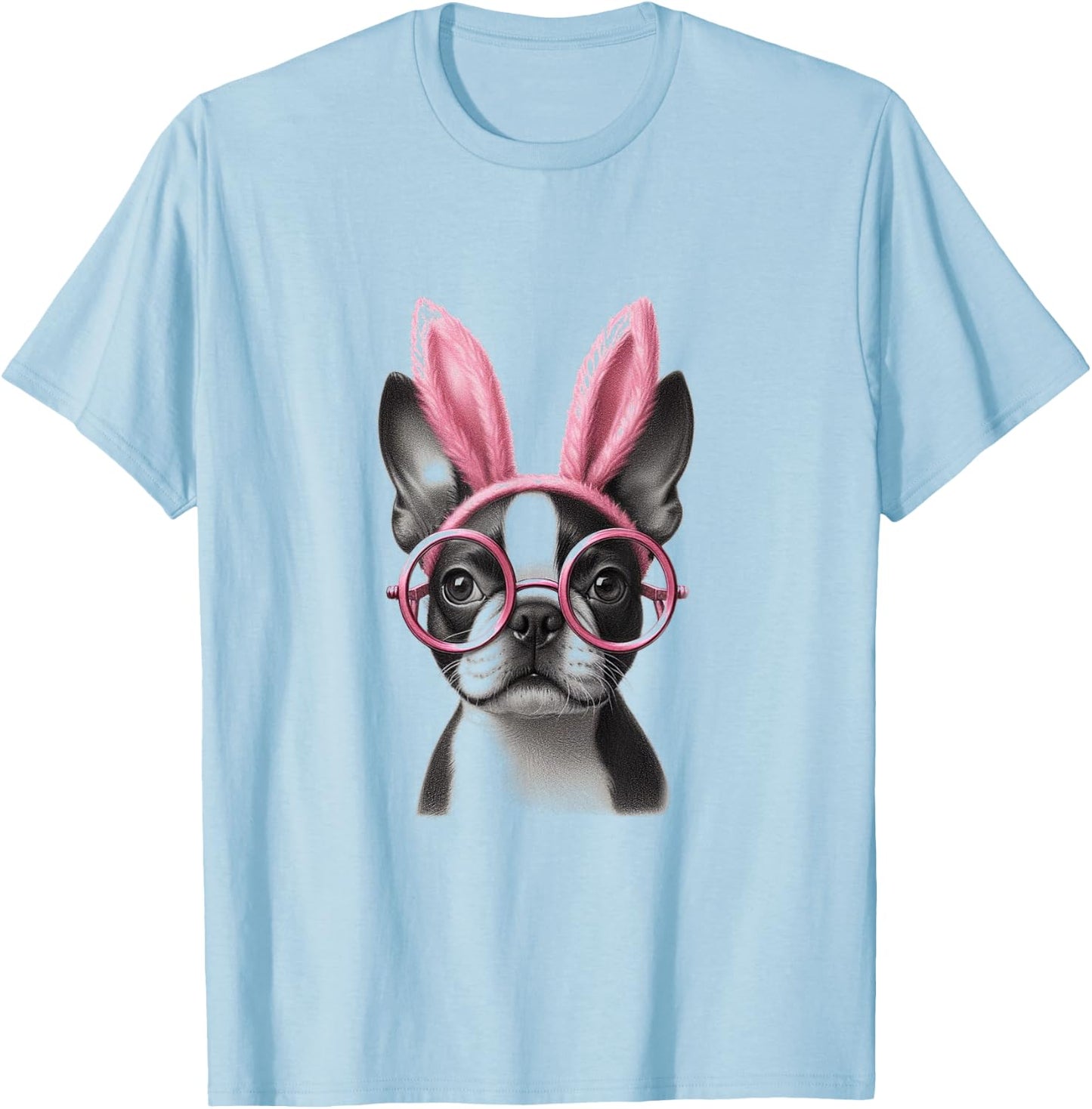 Easter Boston Terrier Rabbit Bunny Ears Women Men Kids T-Shirt - T-Shirt | Light Blue