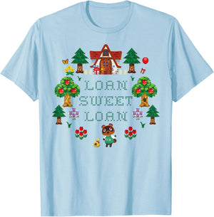 Animal Crossing Loan Sweet Loan Traditional Stitch Logo T-Shirt - T-Shirt | Light Blue