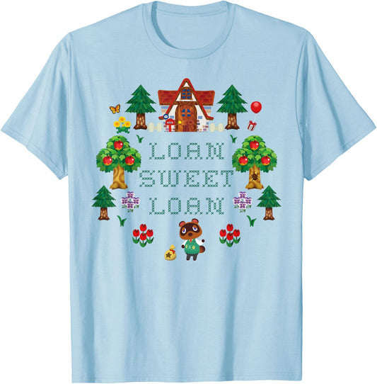 Animal Crossing Loan Sweet Loan Traditional Stitch Logo T-Shirt - T-Shirt | Light Blue