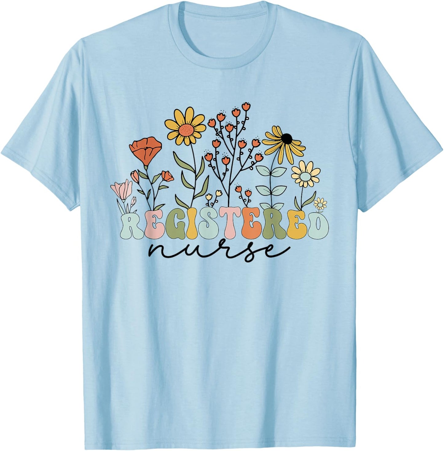 RN Vintage floral Registered Nurse Nursin School Women T-Shirt - T-Shirt | Light Blue