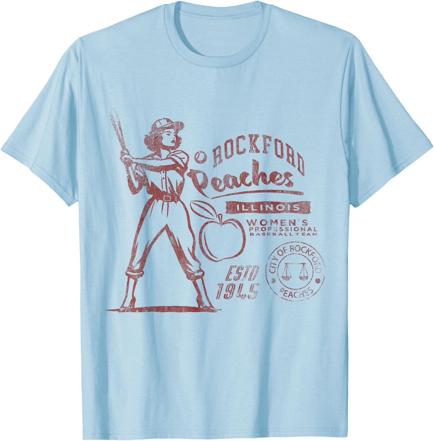Rockford Peaches women's baseball team 1945 T-Shirt - T-Shirt | Light Blue