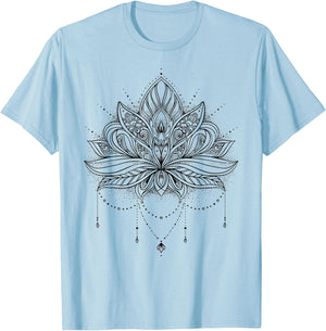 Sacred Geometry Meditation Positivity Love Mandala Lotus T-Shirt - T-Shirt | Light Blue