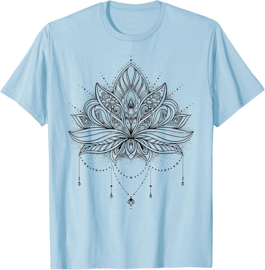 Sacred Geometry Meditation Positivity Love Mandala Lotus T-Shirt - T-Shirt | Light Blue