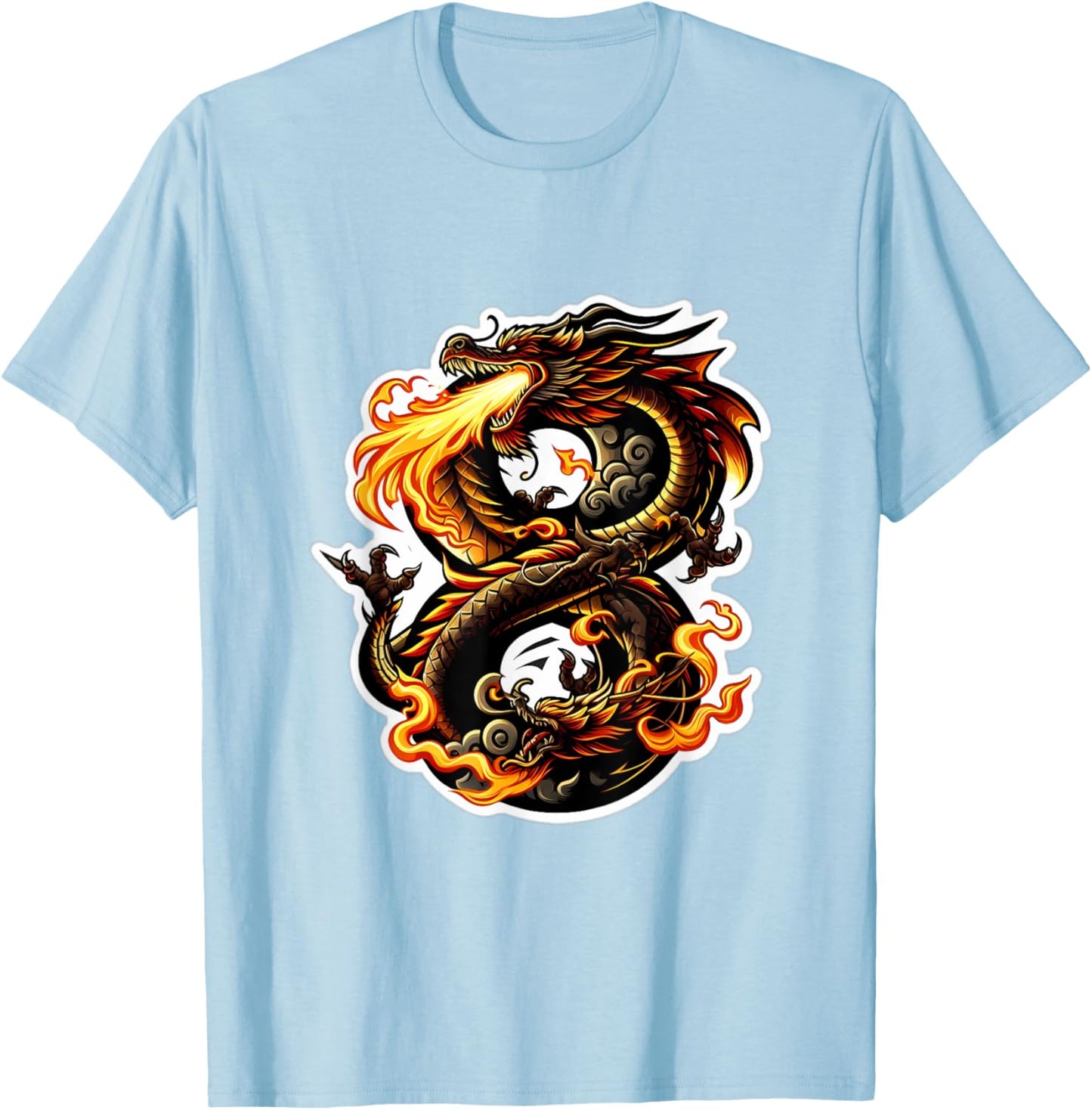 Turning 8 Years Old Dragon Birthday Party 8th Bday Boy, Girl T-Shirt - T-Shirt | Light Blue