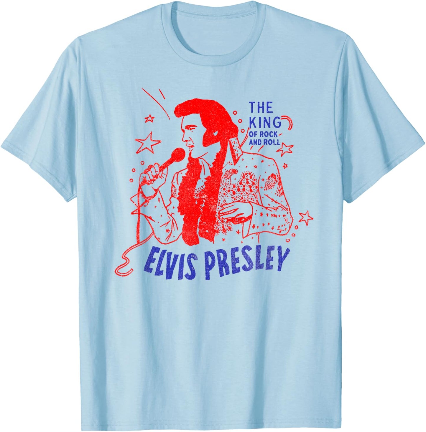 Elvis Presley Official King of Rock and Roll T-Shirt - T-Shirt | Light Blue