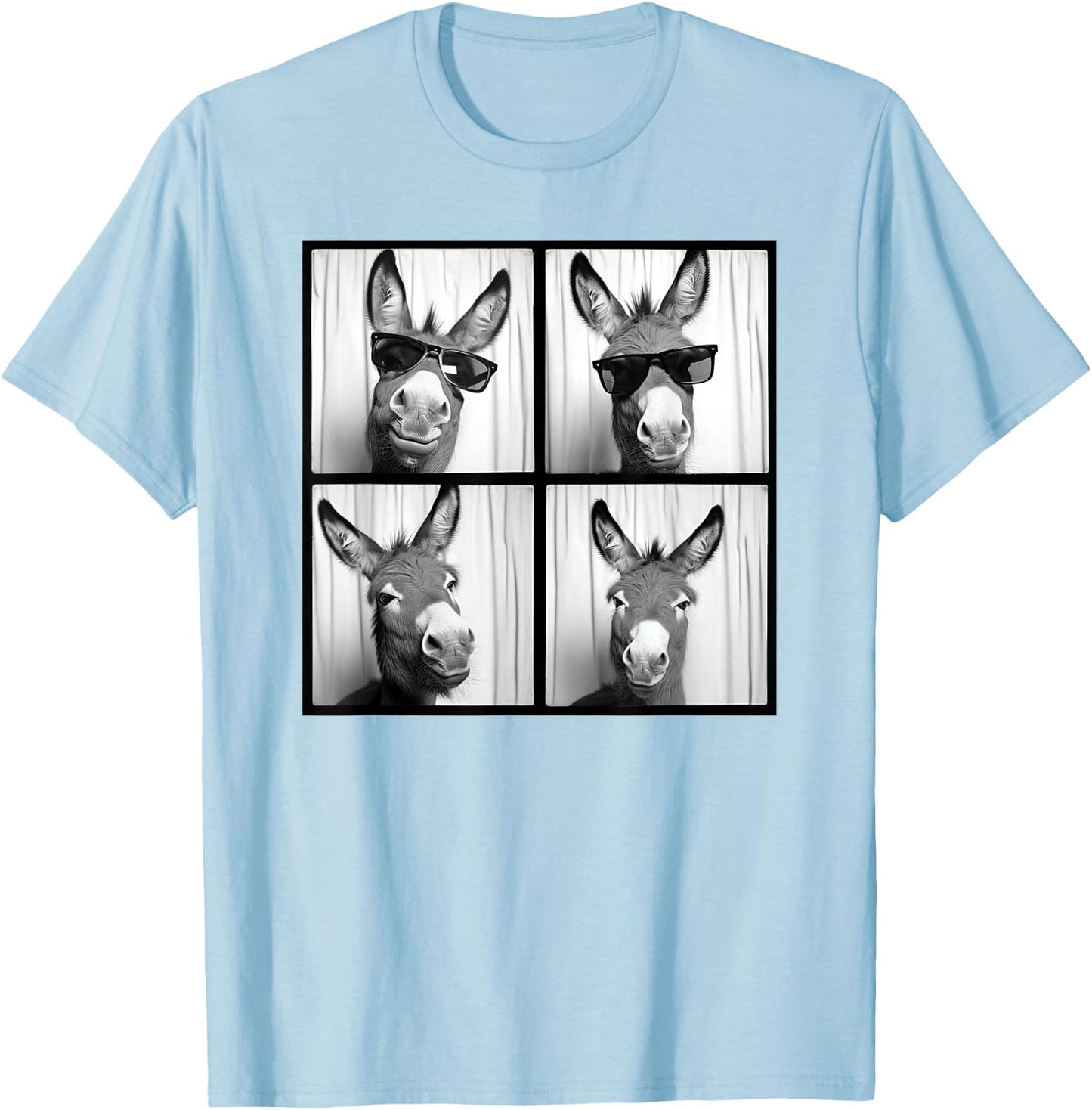 Donkey Face Photo Quirky Farming Shelter Funny Donkey T-Shirt - T-Shirt | Light Blue