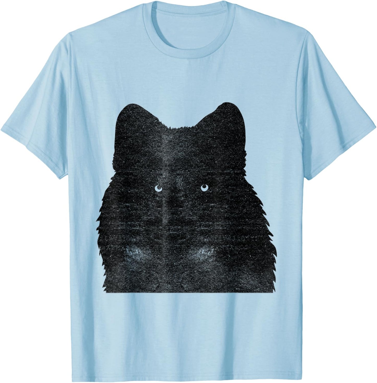Awesome Black Wolf Face T-Shirt - T-Shirt | Light Blue