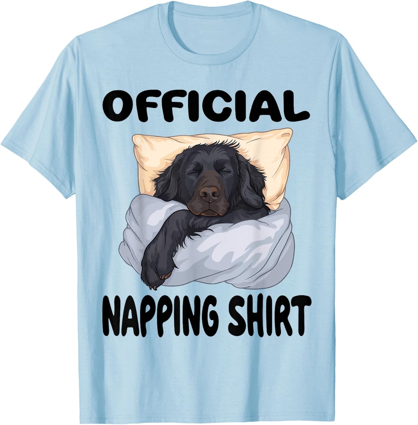 Flat Coated Retriever Dog Official Napping shirt Pajamas T-Shirt - T-Shirt | Light Blue