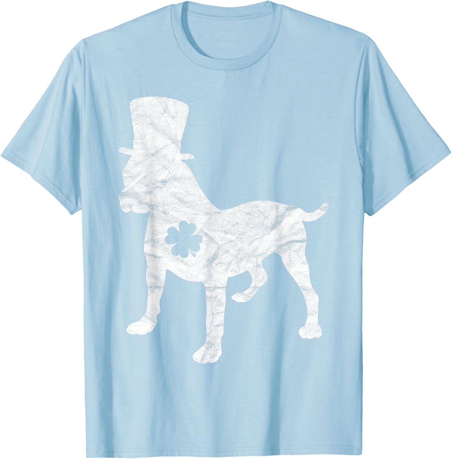 Retro Pitbull Hat Gift Irish Shamrock Dog St Patrick's Day T-Shirt - T-Shirt | Light Blue