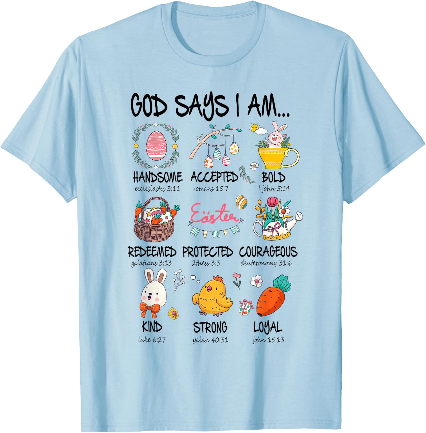 Cute God Says I Am Christian Jesus Happy Easter Day Girl Kid T-Shirt - T-Shirt | Light Blue