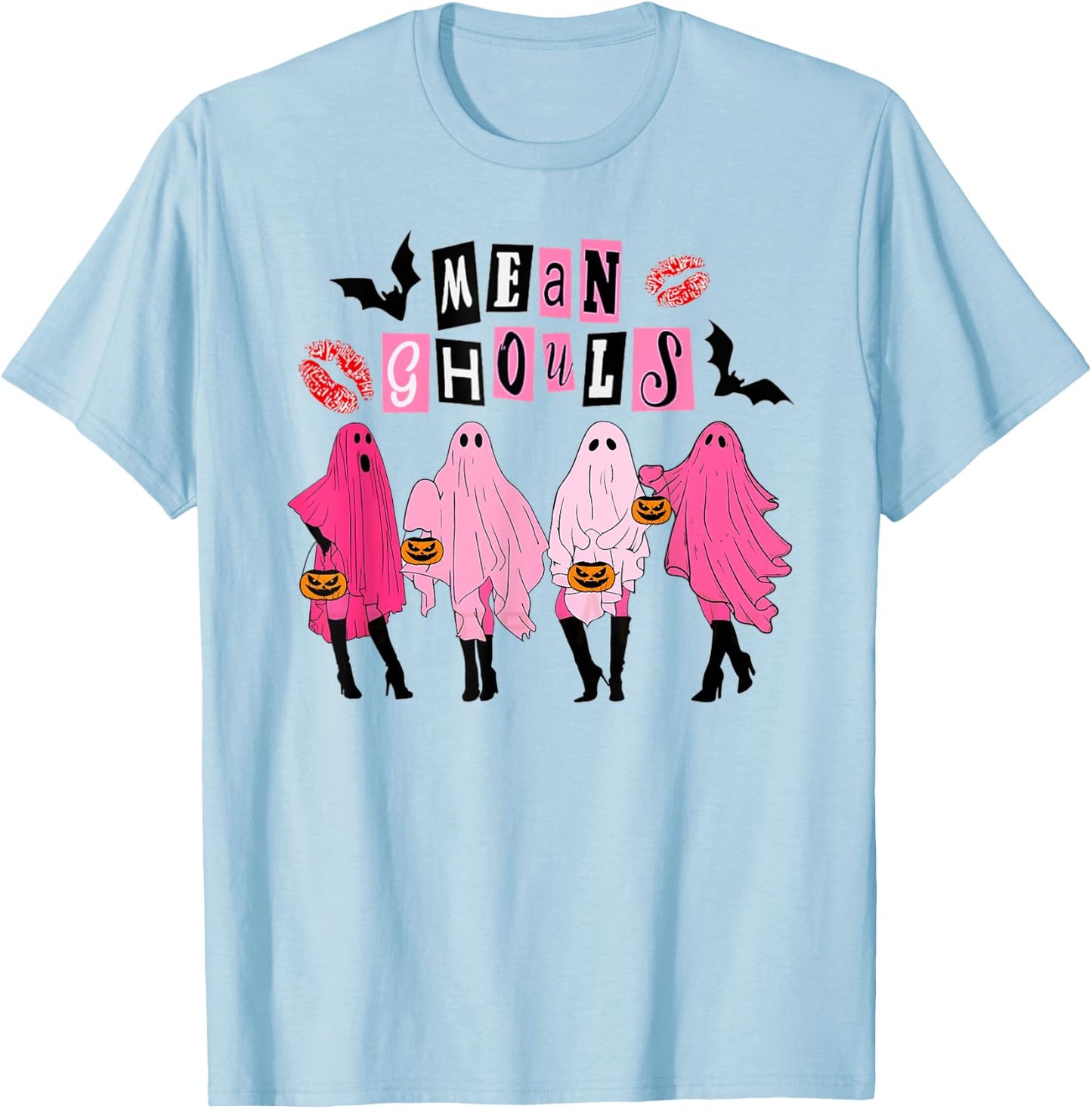 Cute Ghost Mean Ghouls Funny Halloween Spooky Season T-Shirt - T-Shirt | Light Blue