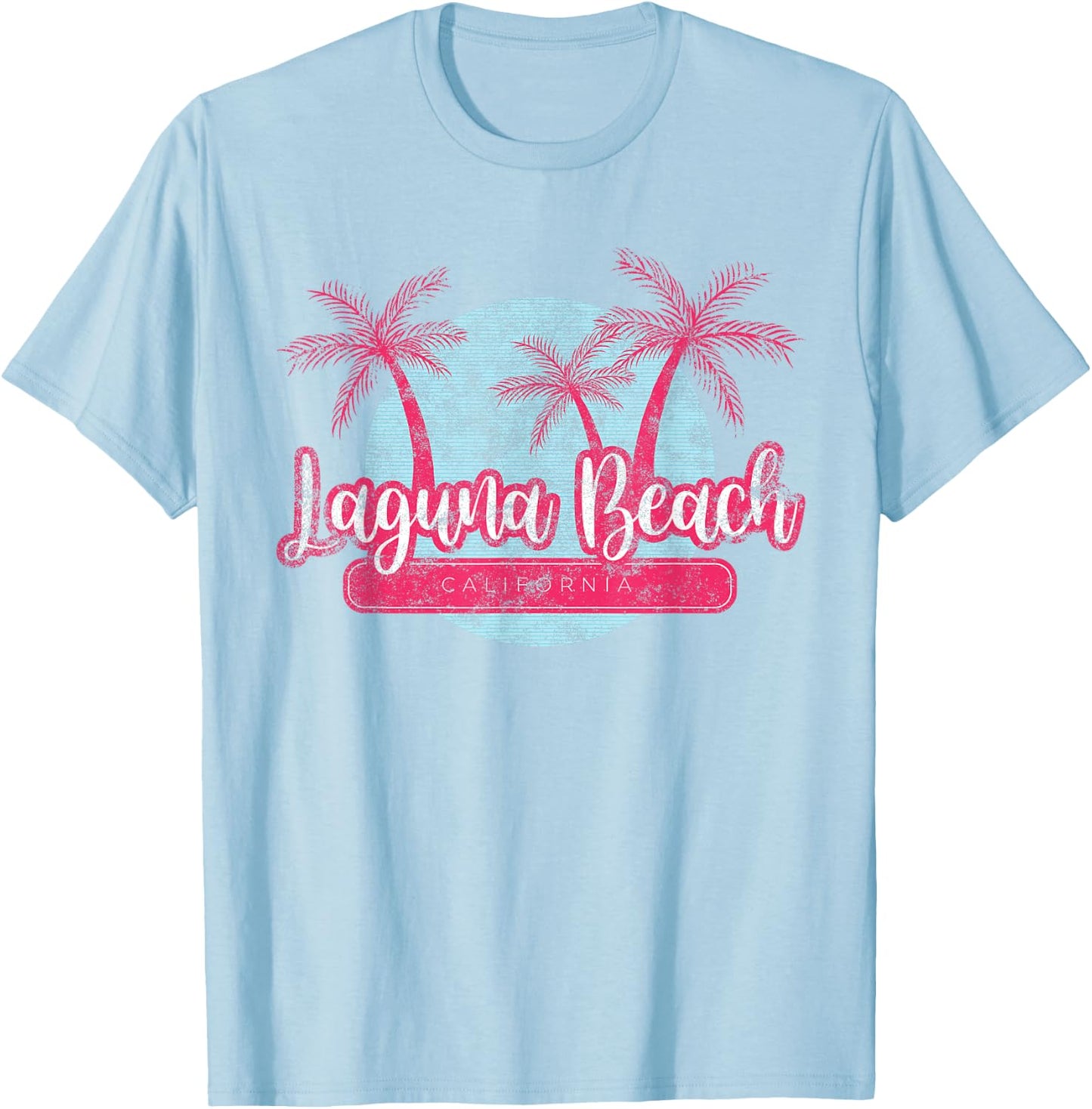 Laguna Beach California Retro Beach Palm Tree Vintage Surf Men Women Girls Kids T-Shirt - T-Shirt | Light Blue