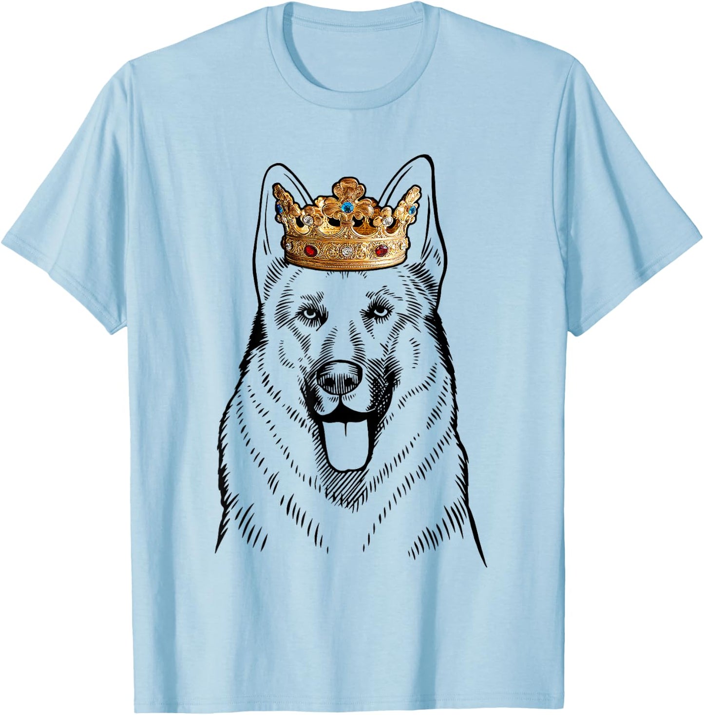 German Shepherd Dog Wearing Crown T-Shirt - T-Shirt | Light Blue