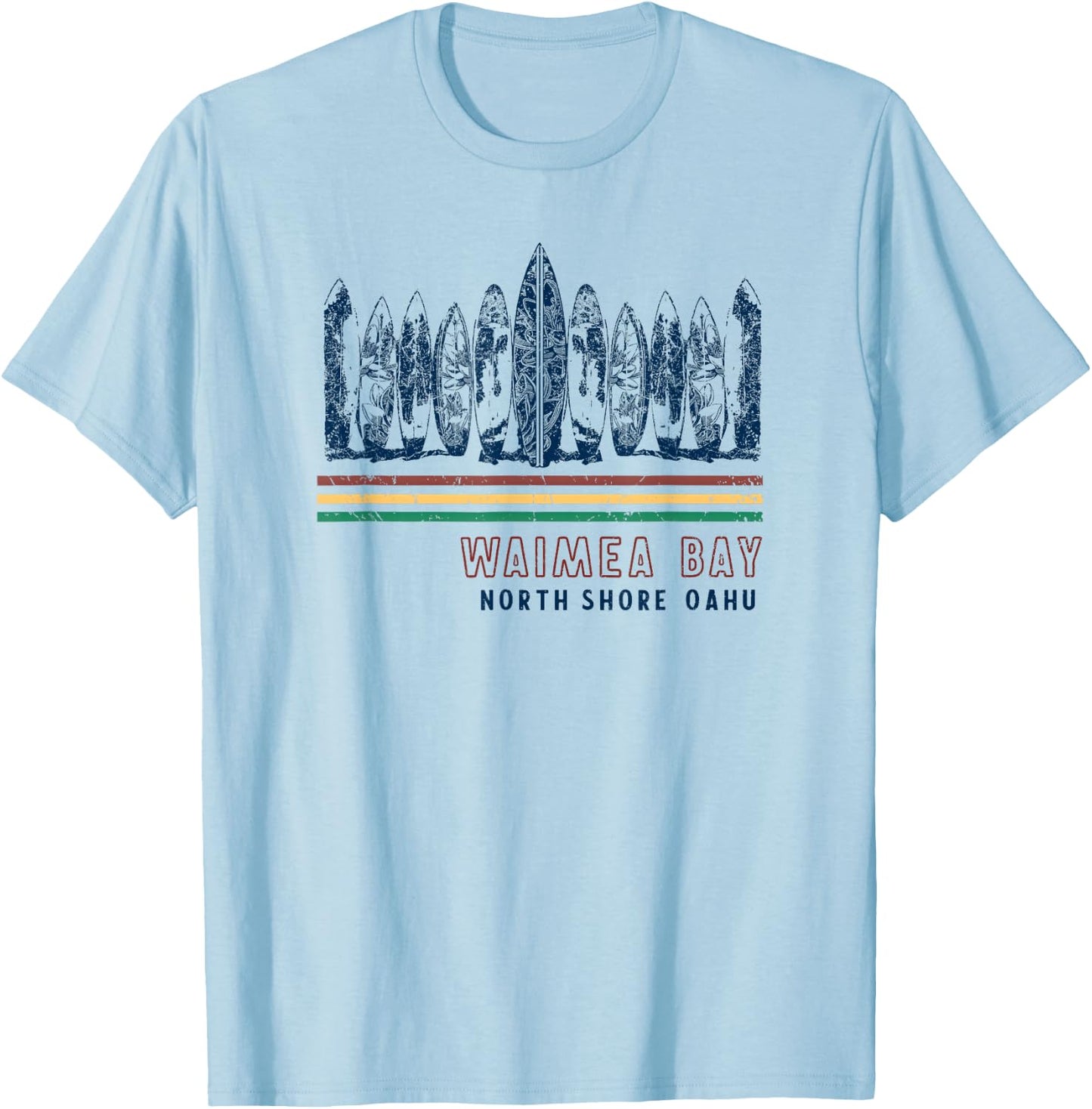 Hawaii North Shore Oahu Waimea Bay Retro Surfing T-Shirt - T-Shirt | Light Blue