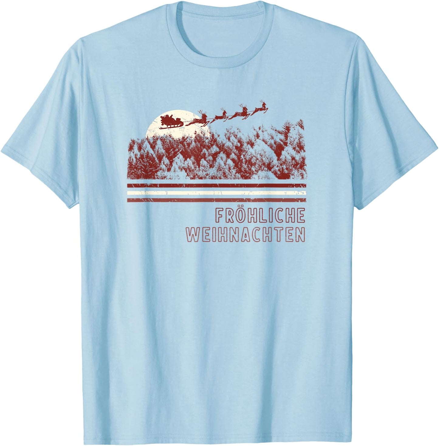 German Christmas Market Retro Santa T-Shirt - T-Shirt | Light Blue