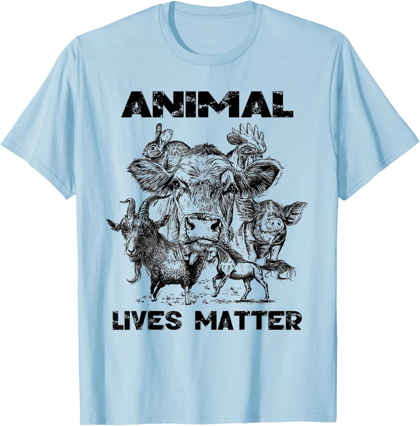 Animal Lives Matter Vegan Gift T-Shirt - T-Shirt | Light Blue