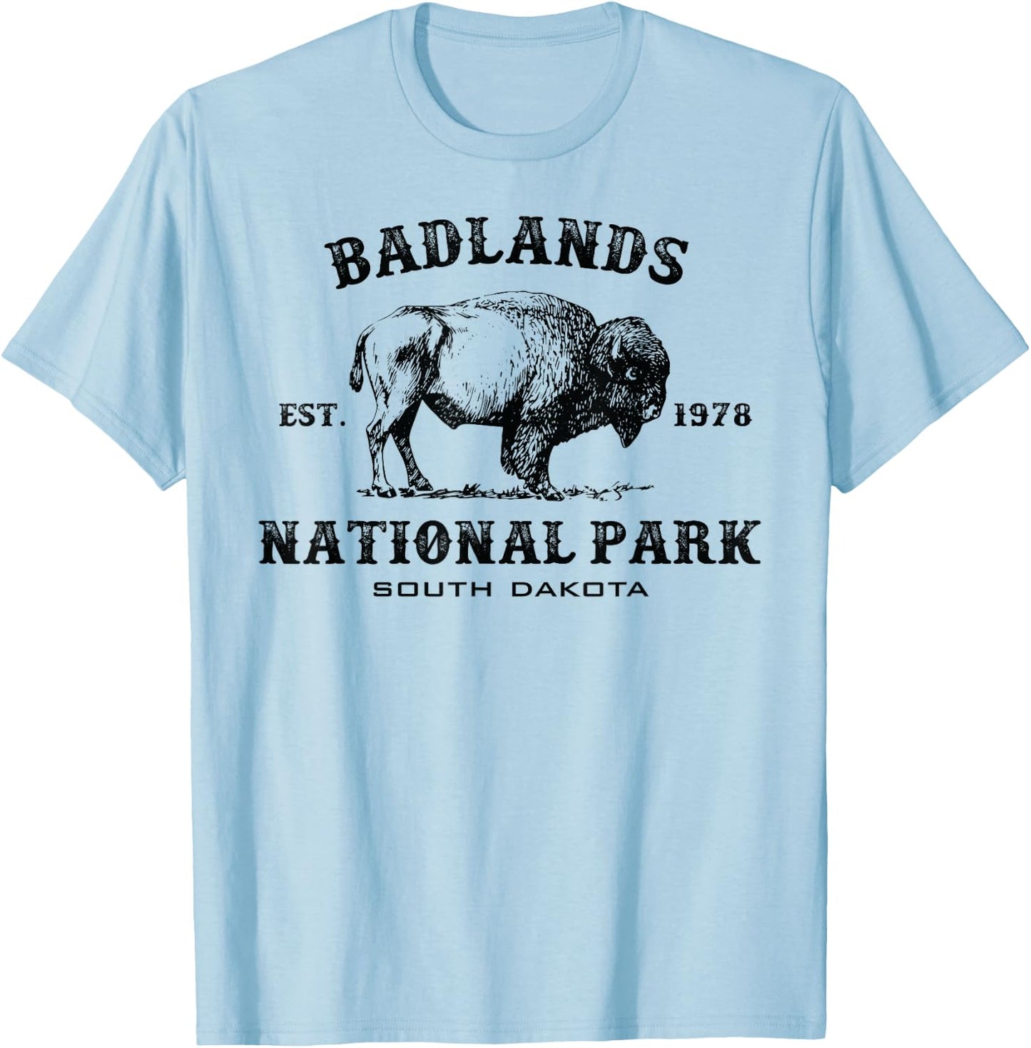 Badlands National Park South Dakota American Bison Souvenir T-Shirt - T-Shirt | Light Blue