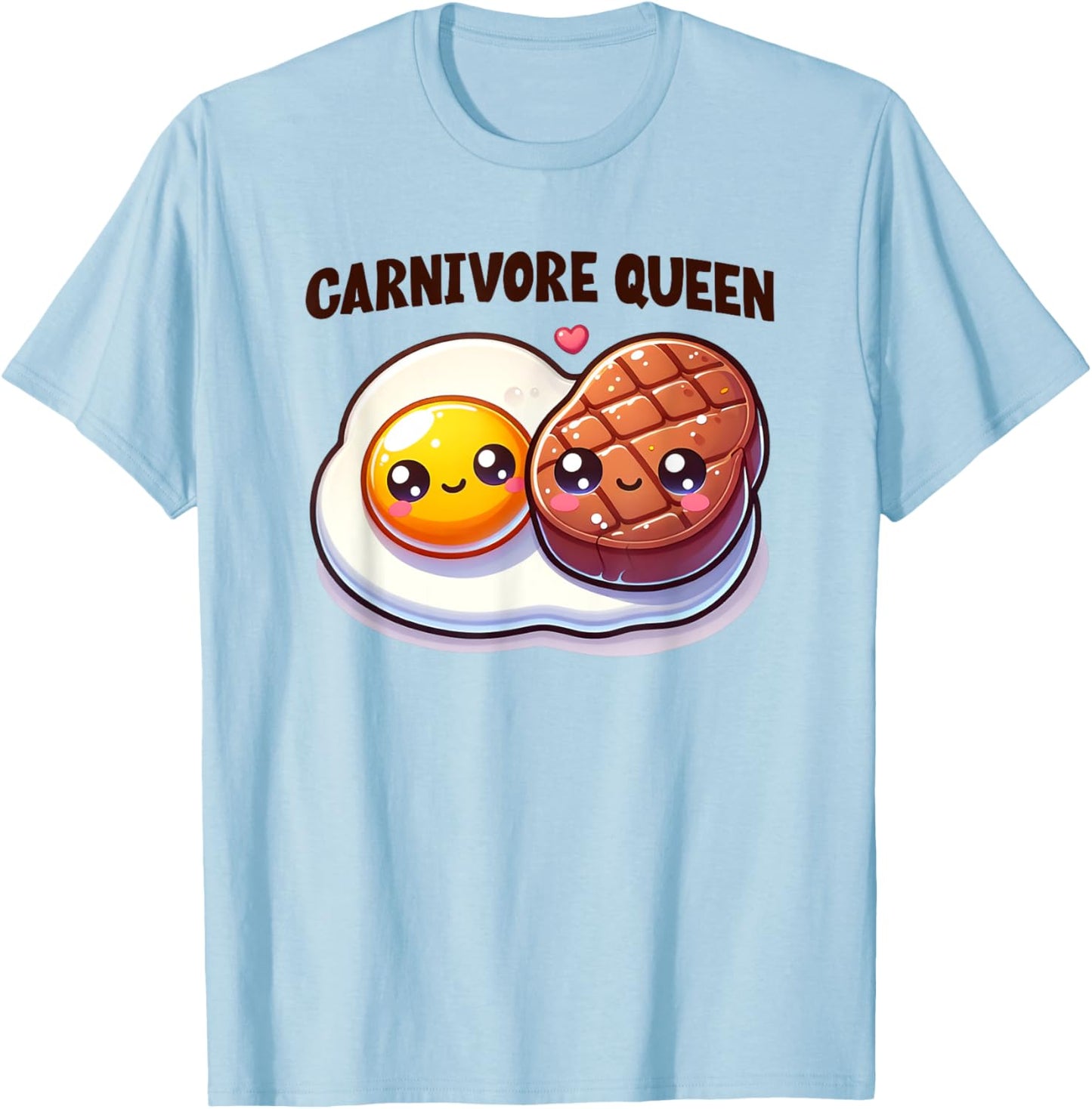 Carnivore Queen Keto Diet Cute Steak Egg Gym Fitness Workout T-Shirt - T-Shirt | Light Blue