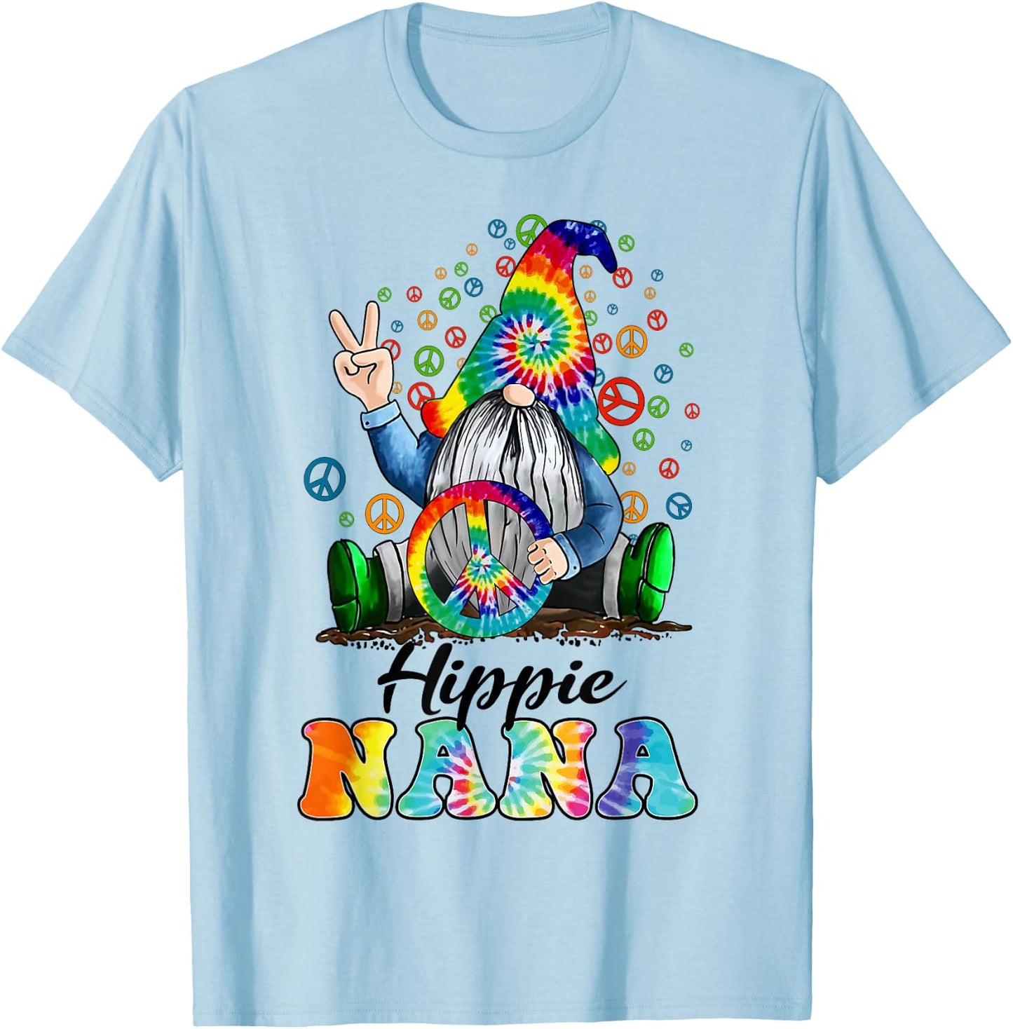Hippie Nana Gnome Colorful Gnome Mother's Day Gift T-Shirt - T-Shirt | Light Blue