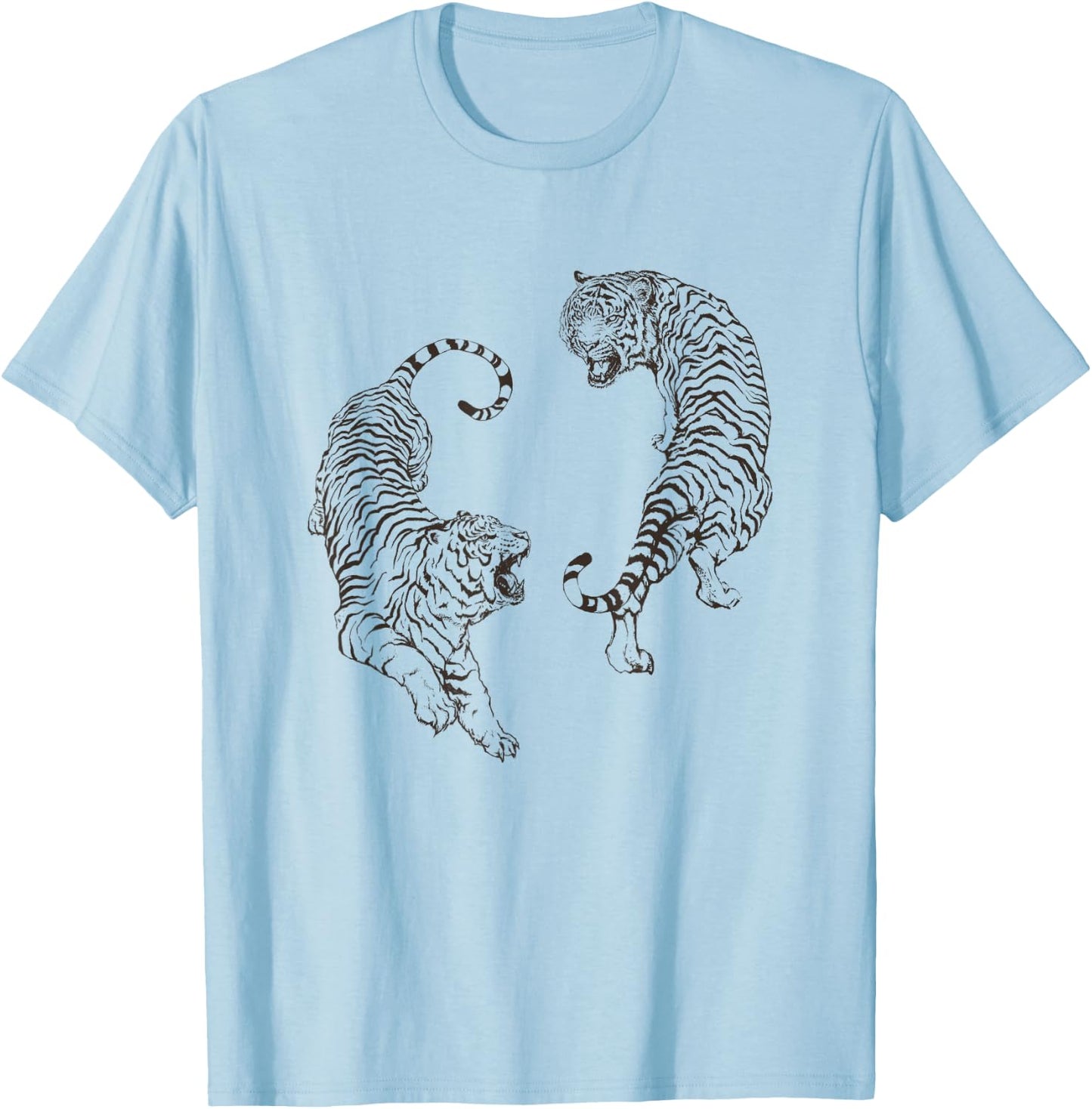 Aesthetic Tiger Shirt Thai Tigers Retro Tattoo Art T-Shirt - T-Shirt | Light Blue