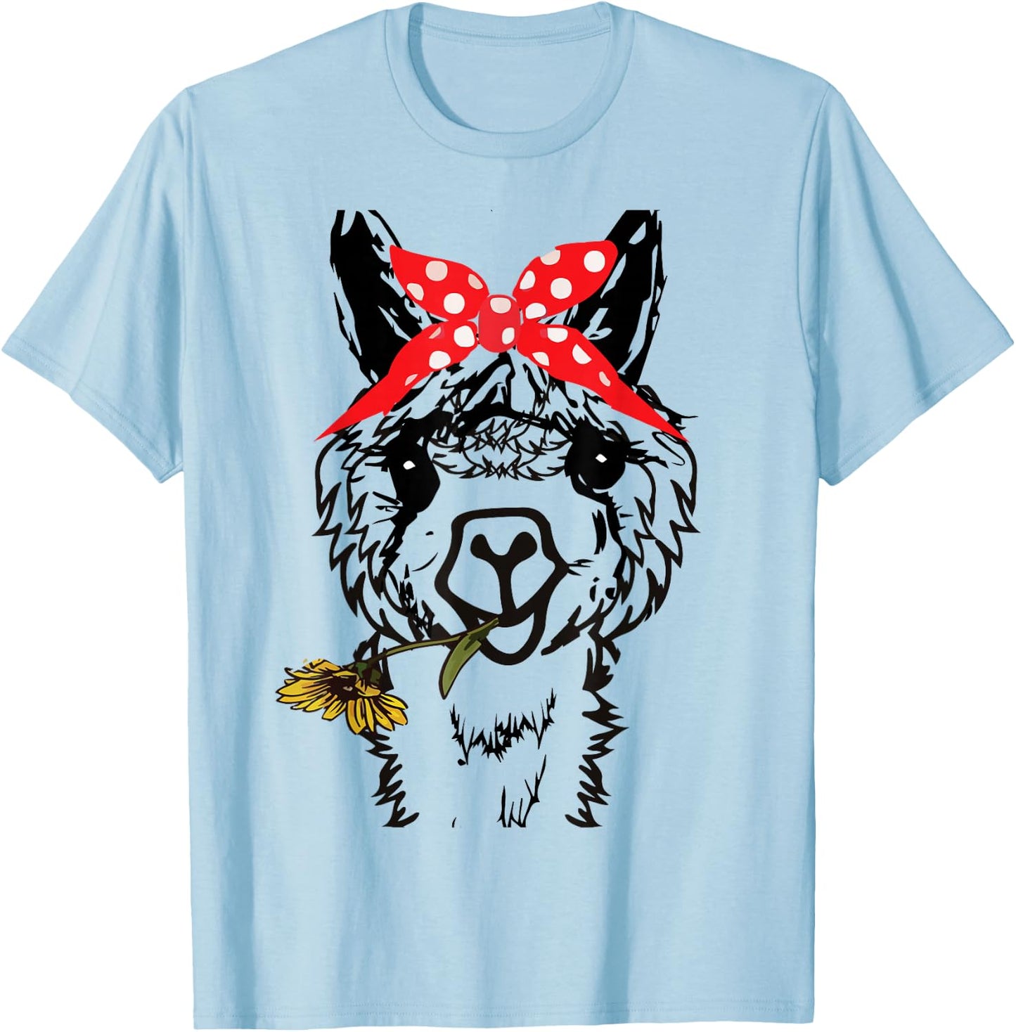 Women's Llama Bandana - Alpaca Llama Animal Graphics Funny T-Shirt - T-Shirt | Light Blue
