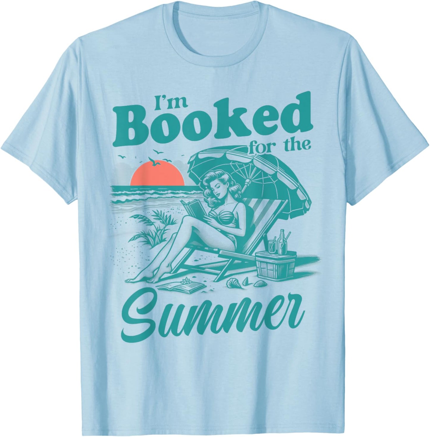 I'm Booked For The Summer Book Girl Summer Coquette T-Shirt - T-Shirt | Light Blue