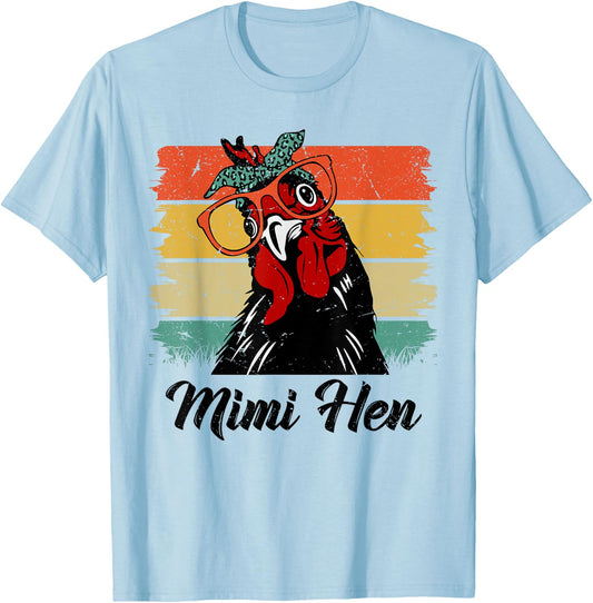 Retro Mimi Hen Chicken Mimi Chicken Lover Farmer Mothers Day T-Shirt - T-Shirt | Light Blue